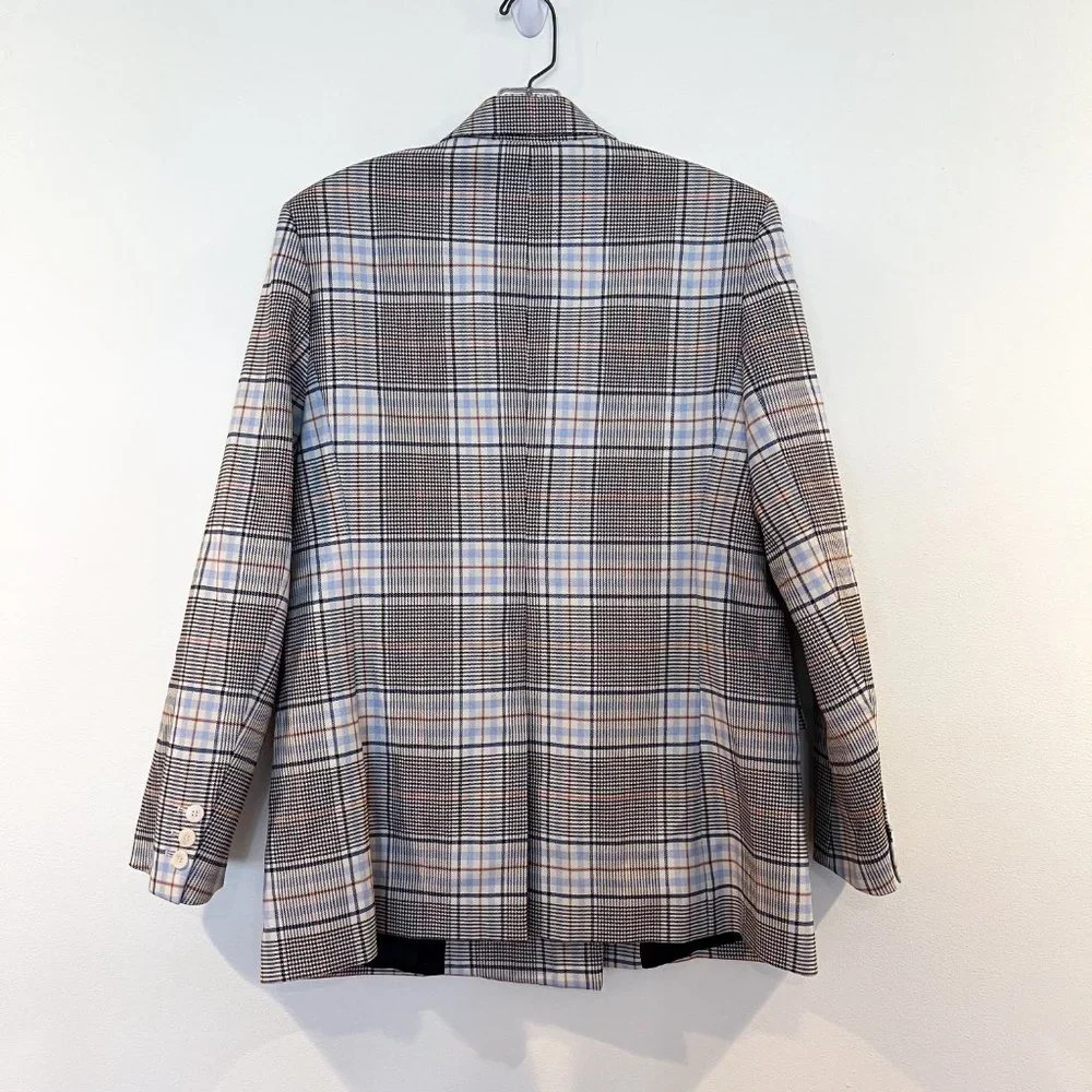 Maje Gray Plaid Academia Preppy Designer Classic Collared Blazer 42 NWT - Picture 8 of 10